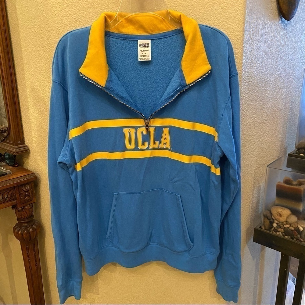 PINK VICTORIA’S SECRET Blue UCLA 1/4 Zip Sweatshirt Size Medium - Picture 2 of 8